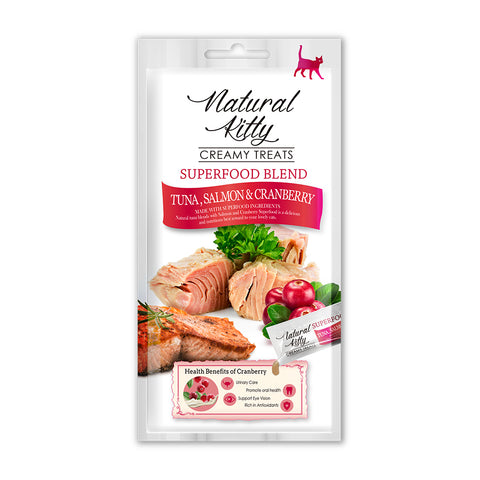 Natural Kitty Creamy Treats, SUPERFOOD BLEND - Tuna, Salmon & Cranberry