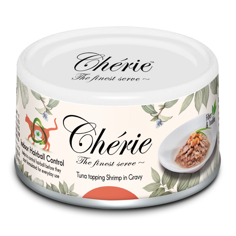 Chérie, Tuna Topping Shrimp in Gravy (Hairball Control Series) - 24 cans/ctn