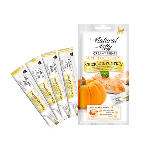 (NEW) Natural Kitty Creamy Treats, SUPERFOOD BLEND - Chicken & Pumpkin