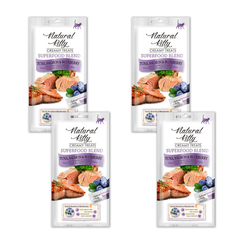 Natural Kitty Creamy Treats, SUPERFOOD BLEND - Tuna, Salmon & Blueberry