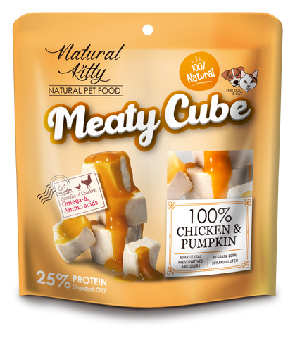 Natural Kitty Meaty Cube - 100% Chicken & Pumpkin, 60g (for Dogs & Cats)