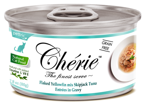 Chérie, Flaked Yellowfin mix Skipjack Tuna Entrées in Gravy (Signature Gravy Series) - 24 cans/ctn