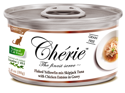 Chérie, Flaked Yellowfin mix Skipjack Tuna with Chicken Entrées in Gravy (Signature Gravy Series) - 24 cans/ctn